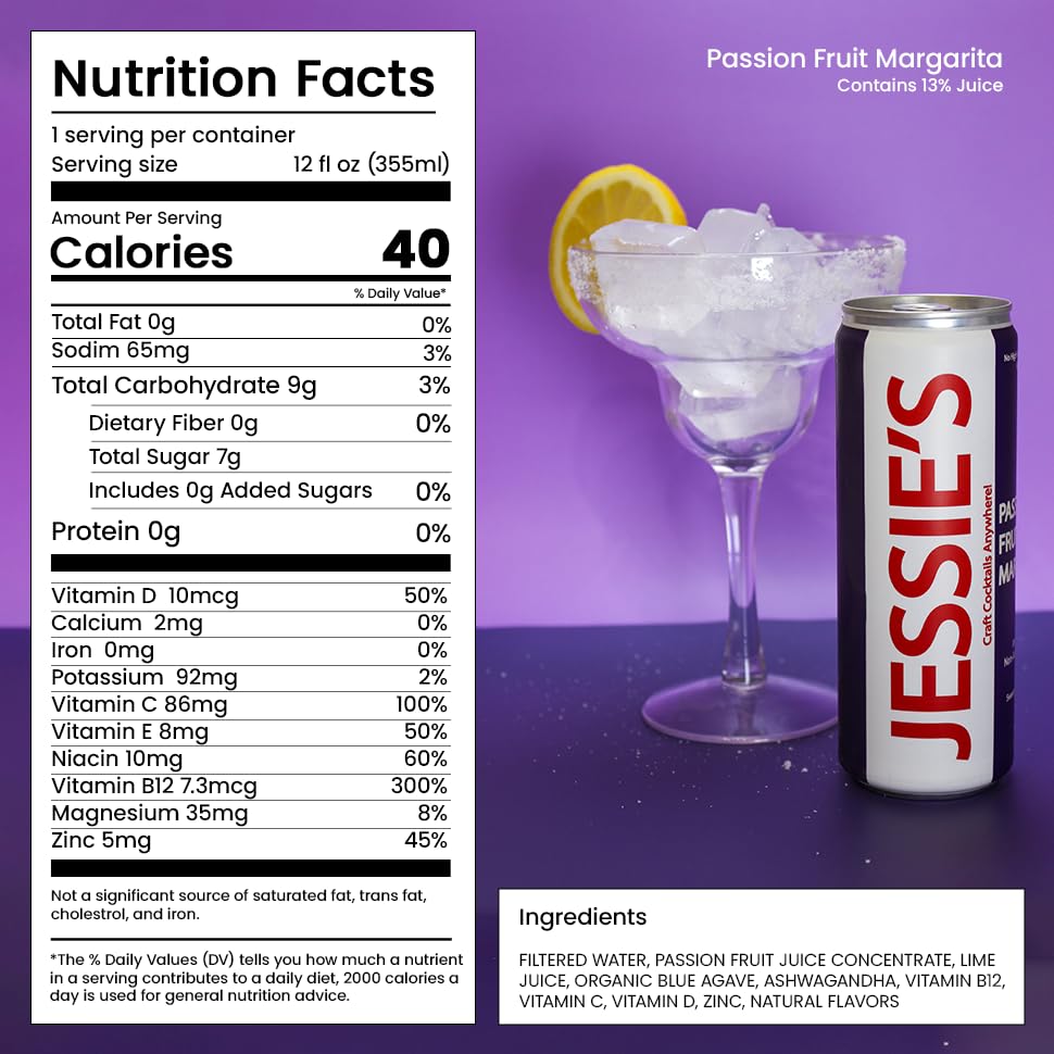 Jessie's Craft Mocktail-Passionfruit Marg 12 oz cans-24 pack