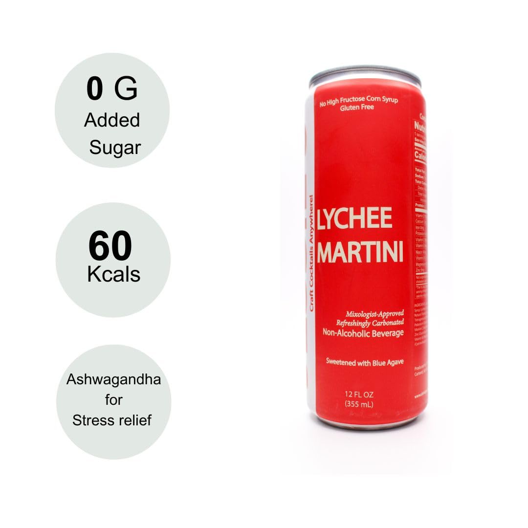 Jessie's Craft Mocktail-Lychee Martini 12 oz cans-24 pack