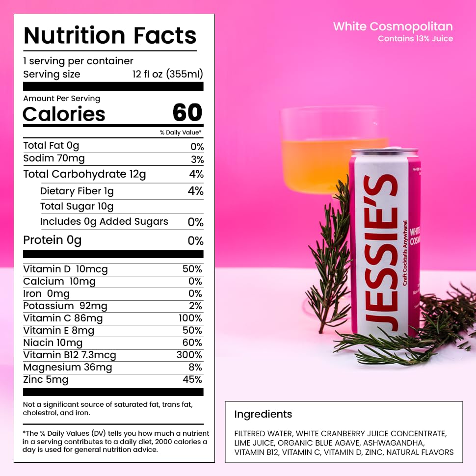 Jessie's Craft Mocktail-White Cosmo 12 oz cans-24 pack